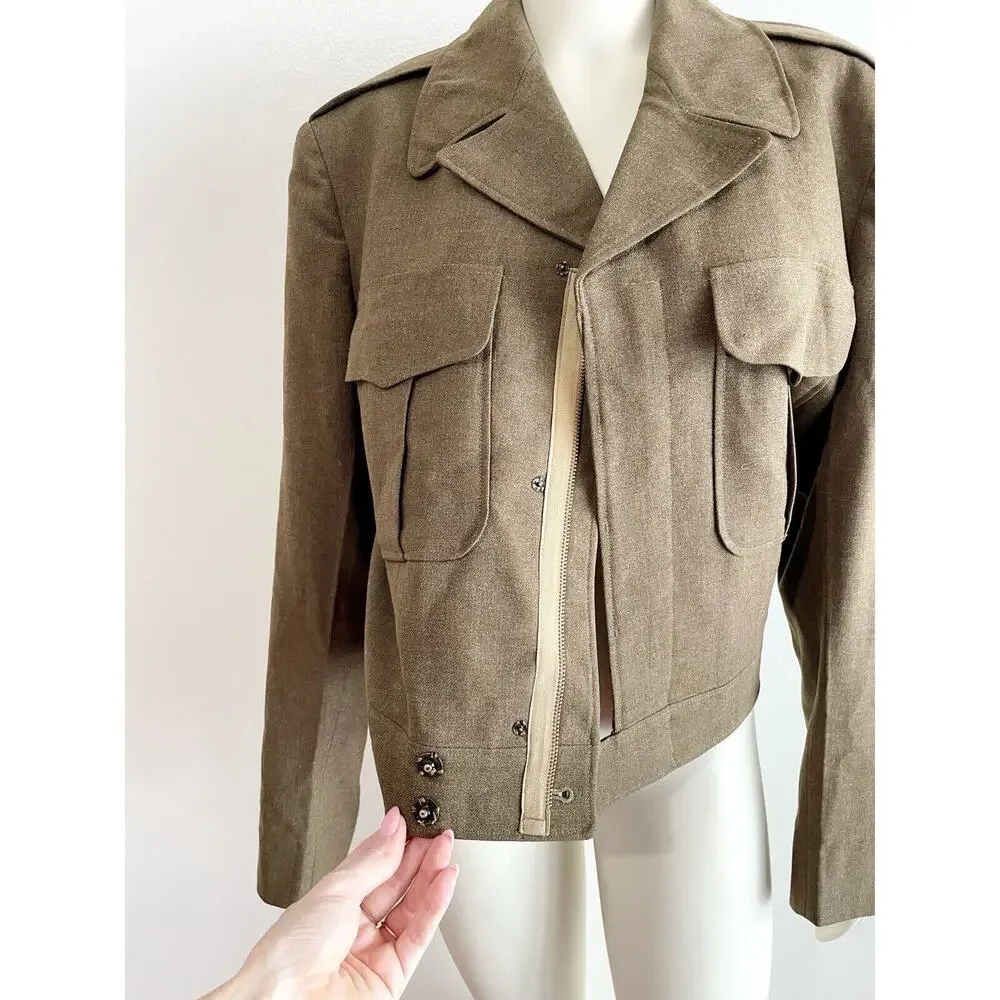 Vintage Eisenhower Cropped Field Jacket WWII Ike Size 40R Green